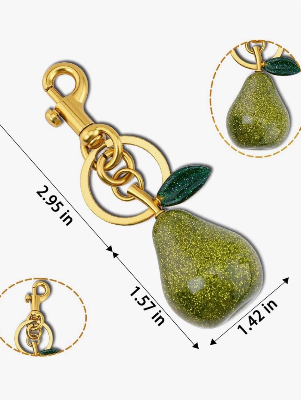 Green Handbag Charm or Key Chain  with Gold Accents. New - Picture 4 of 5